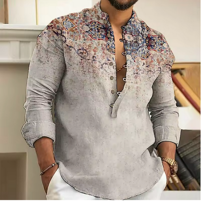 Découvrez la Chemise d'Orient, chemise inspirée des traditions orientales. Design raffiné, coupe élégante et confortable. Style authentique et intemporel. Livraison rapide.

