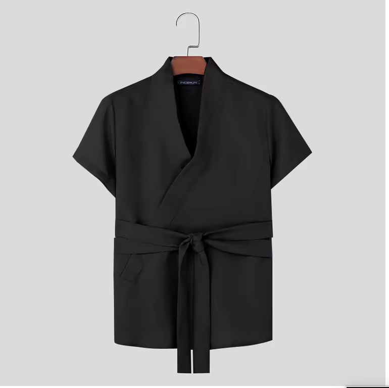 Kimono Over noir, kimono t-shirt hybride élégant SYNCHRO" (Adaptez la couleur selon chaque photo : noir, beige, bleu ciel)