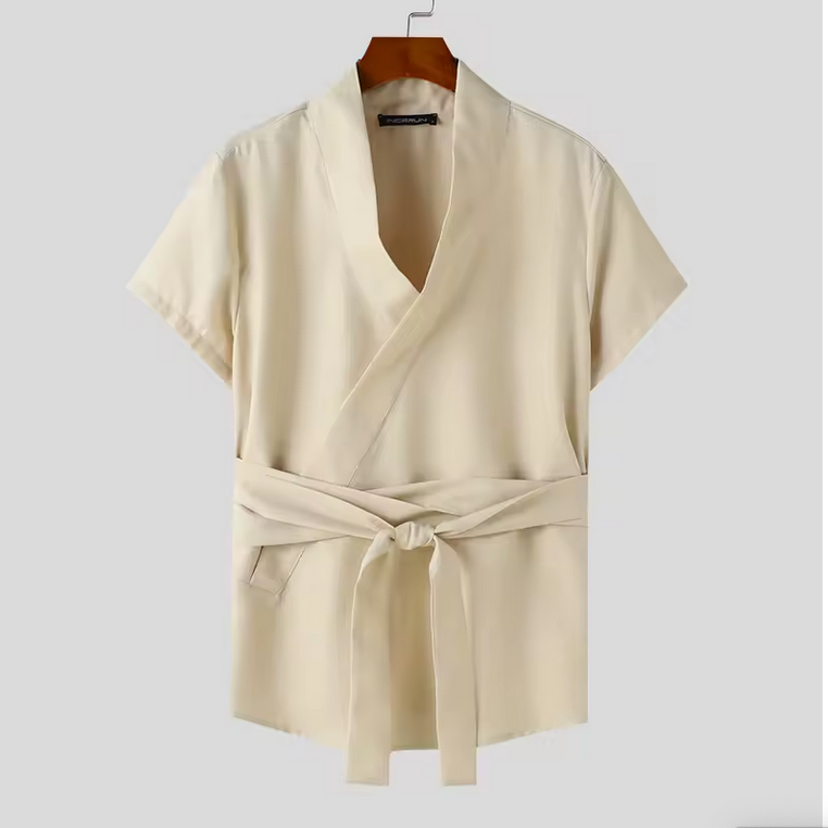 Kimono Over noir, kimono t-shirt hybride élégant SYNCHRO" (Adaptez la couleur selon chaque photo : noir, beige, bleu ciel)