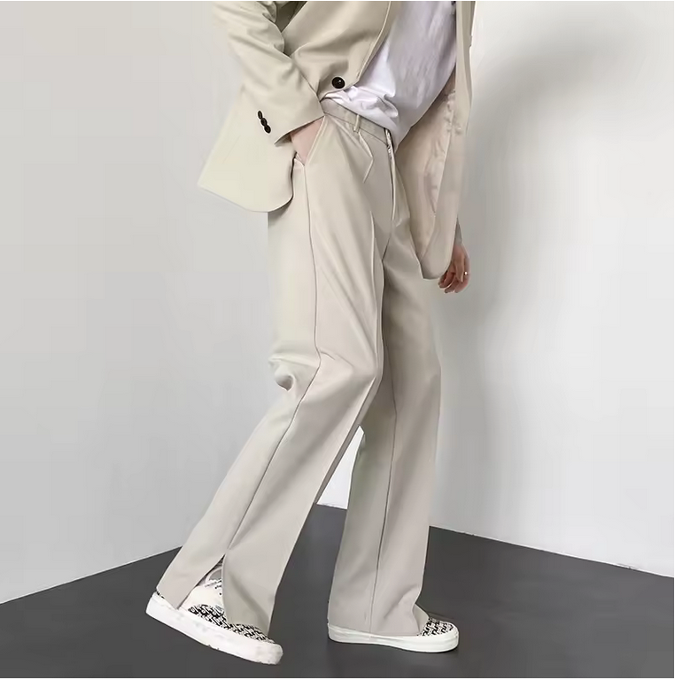 Pantalon coréen oversize beige, style urbain tendance SYNCHRO" (Adaptez la couleur selon chaque photo : beige, bleu ciel, noir, gris)