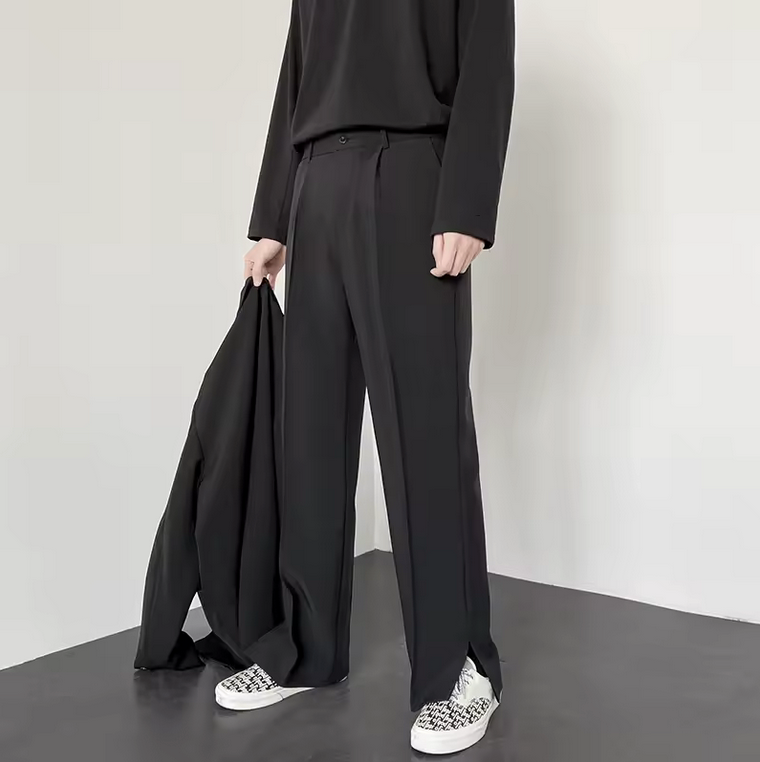 Pantalon coréen oversize beige, style urbain tendance SYNCHRO" (Adaptez la couleur selon chaque photo : beige, bleu ciel, noir, gris)